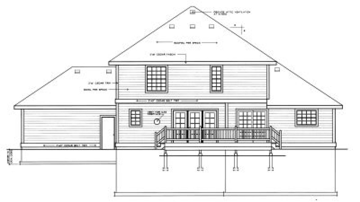 Rear Elevation for House Plan #233123