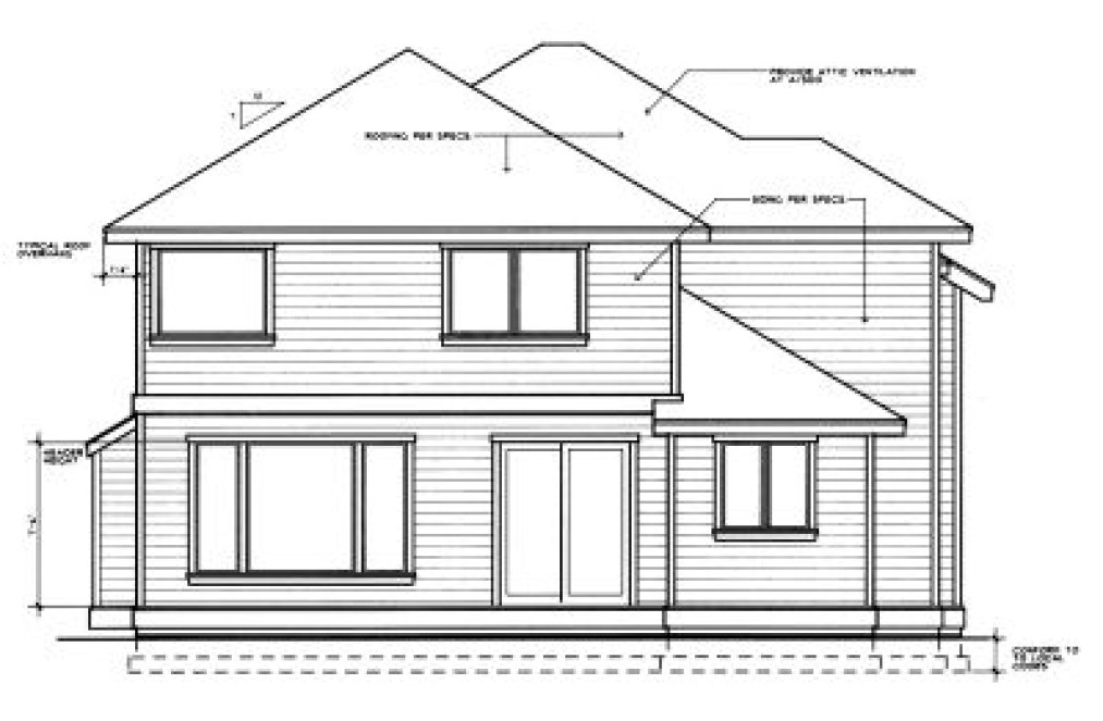 Rear Elevation for House Plan #238249