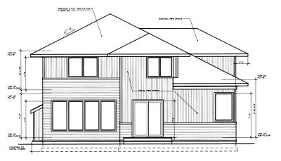 Rear Elevation for House Plan #234124