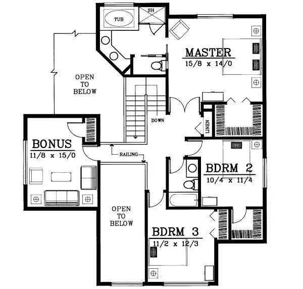 Second Floor Plan for House Plan #234124