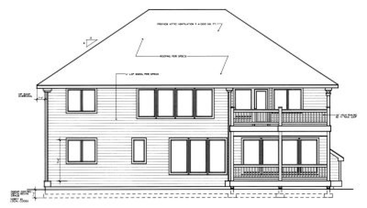 Rear Elevation for House Plan #238124
