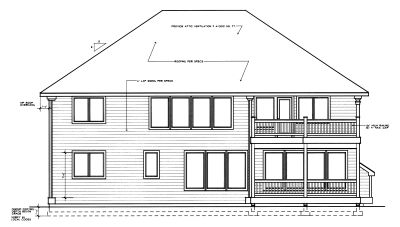 Rear Elevation for House Plan #238124
