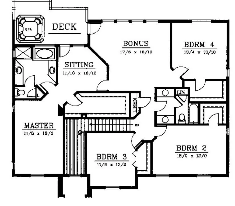 Second Floor Plan for House Plan #238124