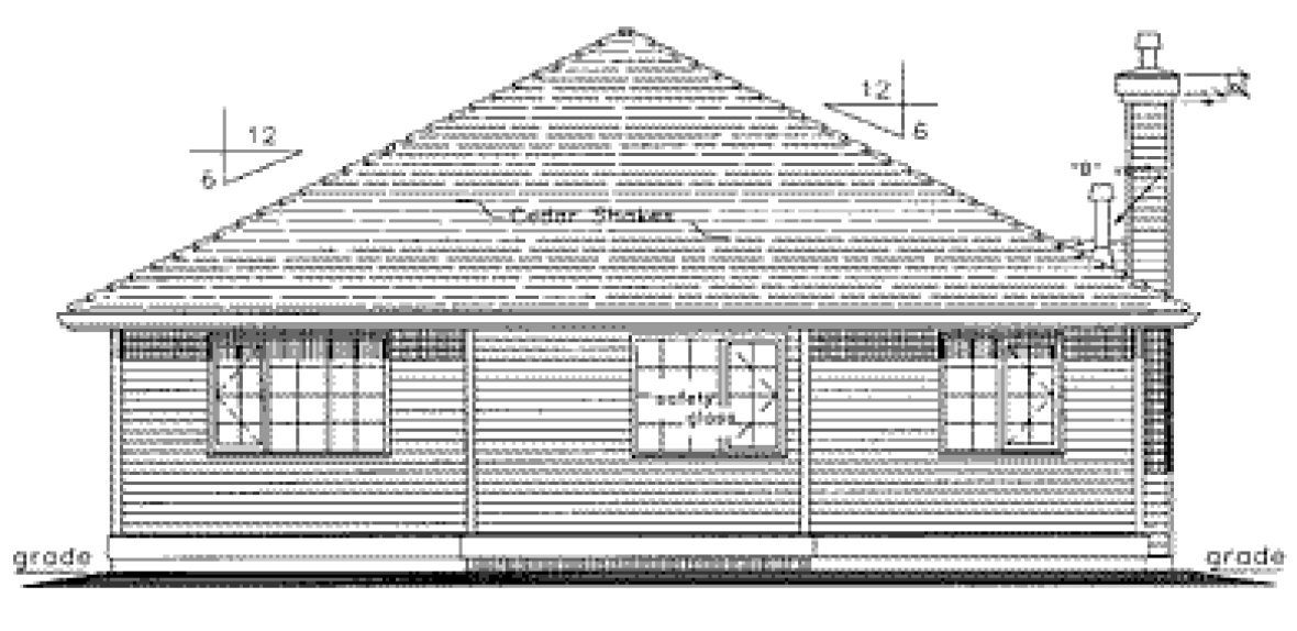 Rear Elevation for House Plan #135113