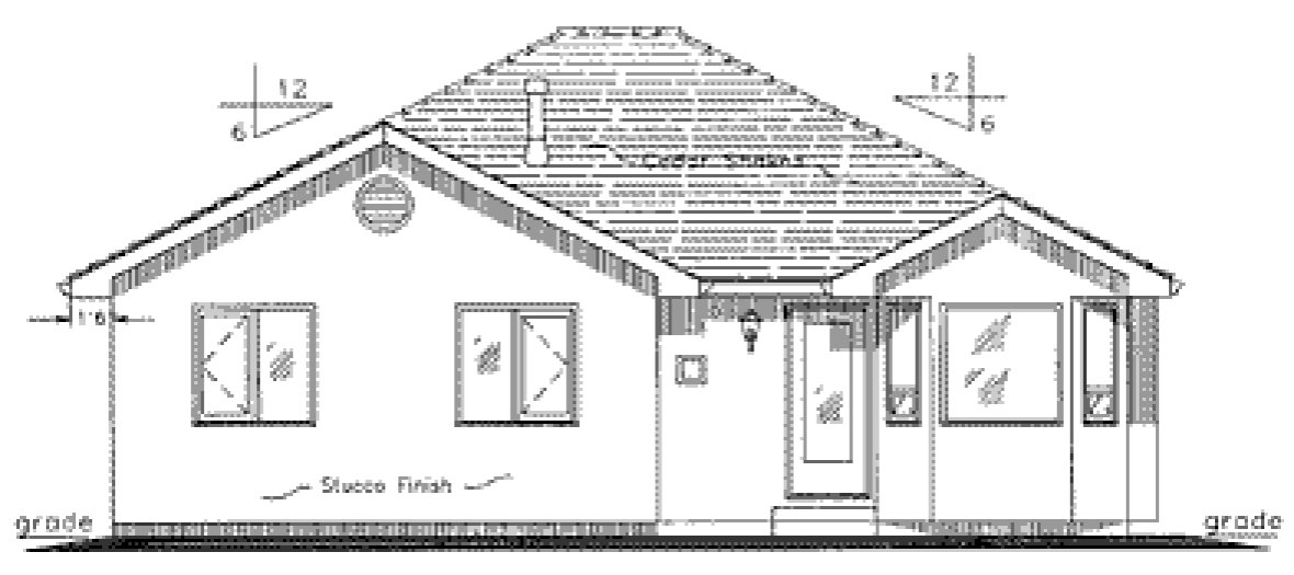 Rear Elevation for House Plan #136113