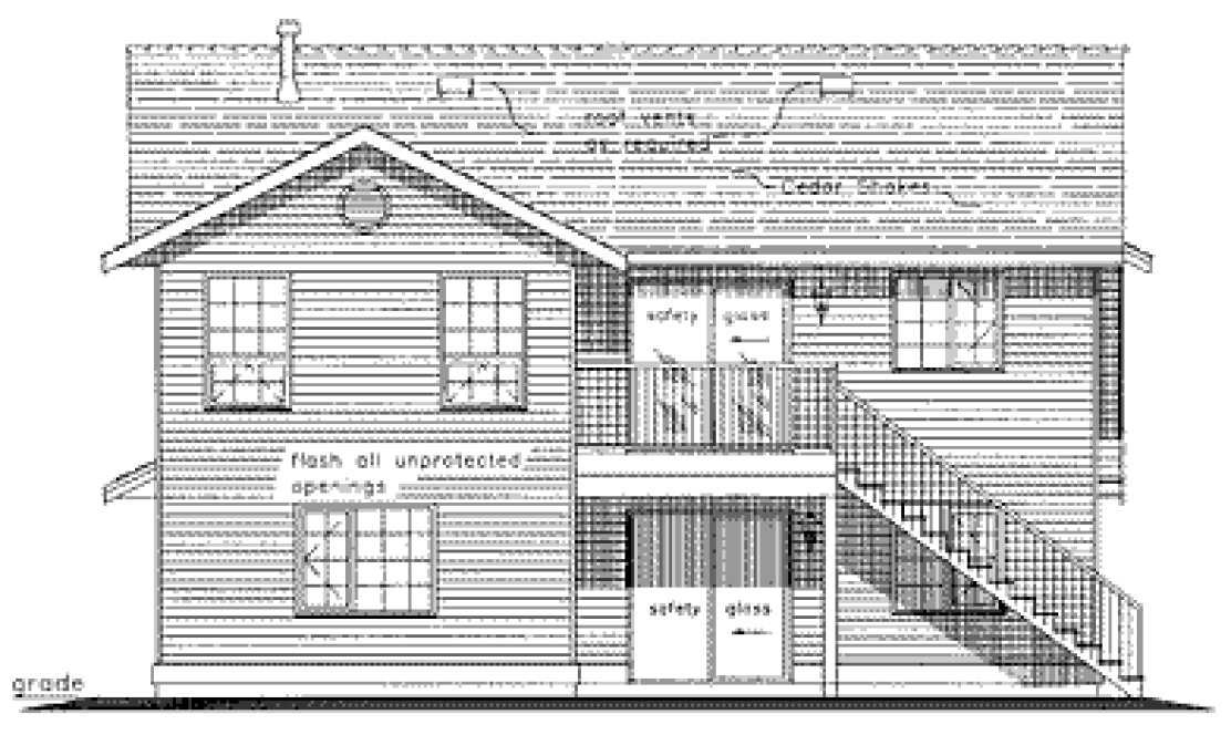 Rear Elevation for House Plan #134213