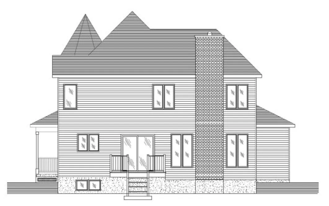 Rear Elevation for House Plan #420033