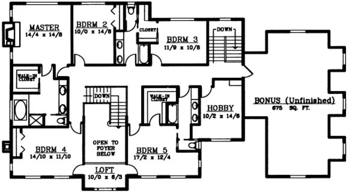 Second Floor Plan for House Plan #233127