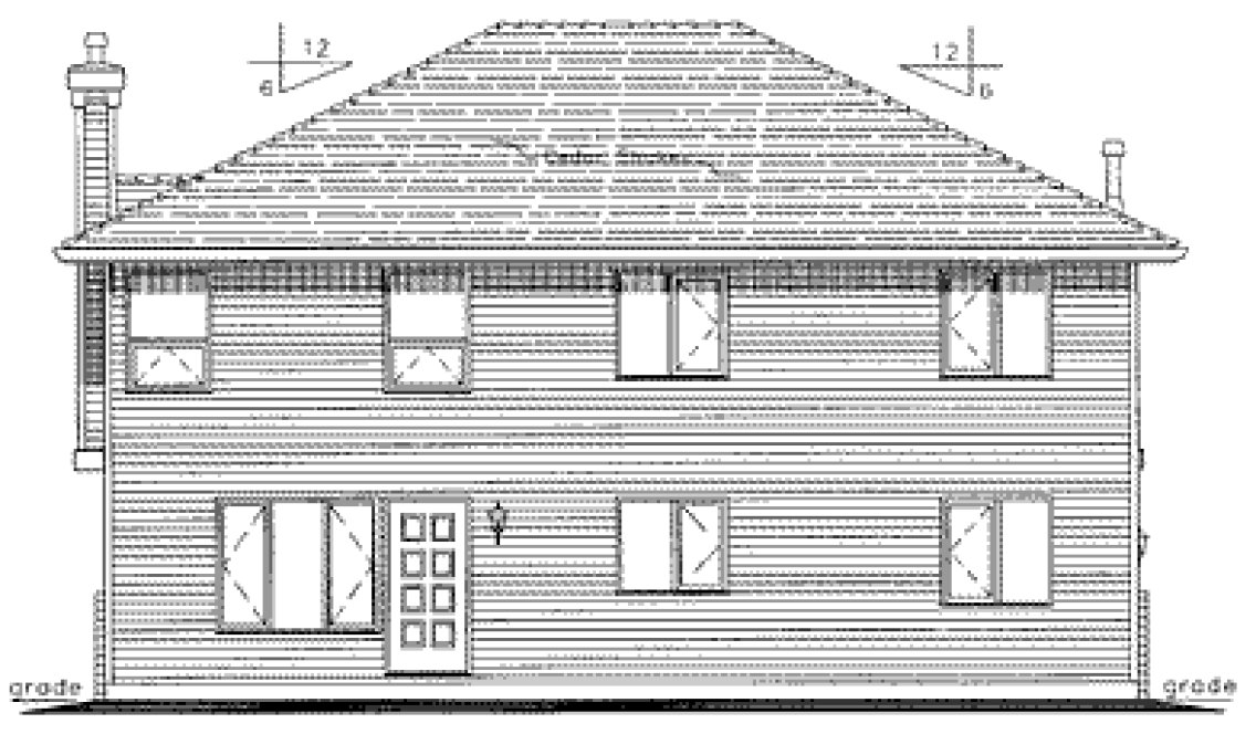 Rear Elevation for House Plan #130413