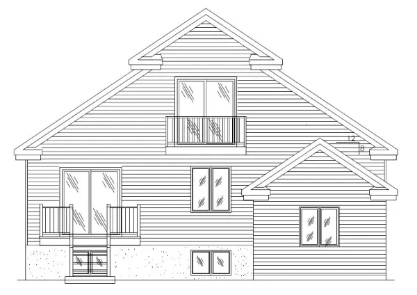 Rear Elevation for House Plan #423633