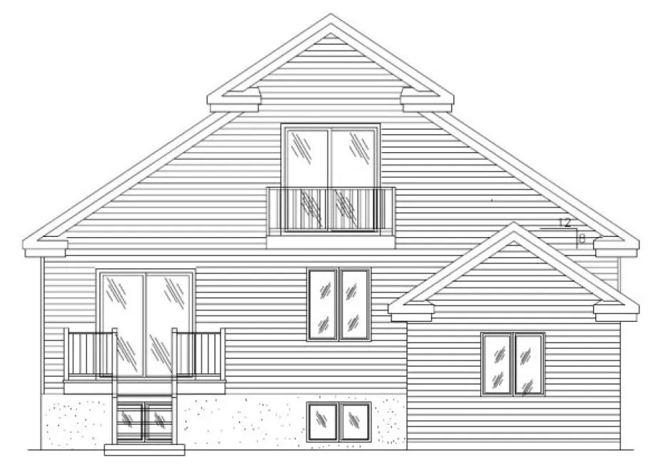 Rear Elevation for House Plan #424633