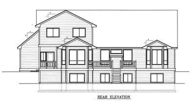 Rear Elevation for House Plan #233028