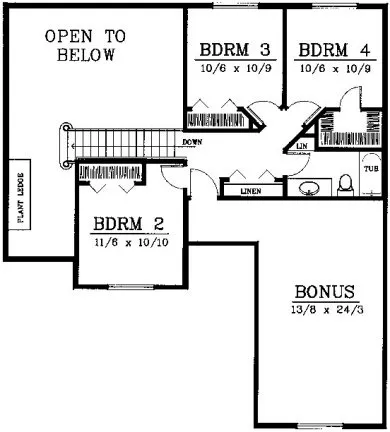 Second Floor Plan for House Plan #233028