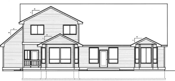 Rear Elevation for House Plan #232128