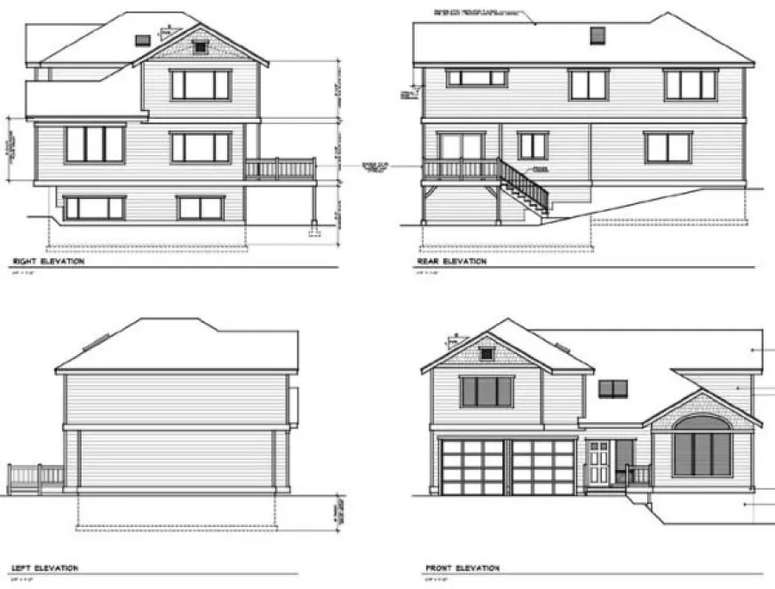 Rear Elevation for House Plan #233299