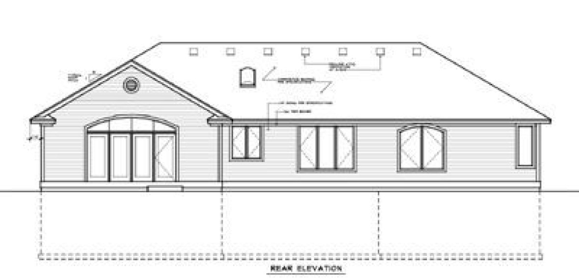 Rear Elevation for House Plan #233101