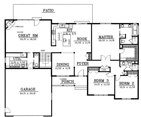 Main Floor Plan for House Plan #233101