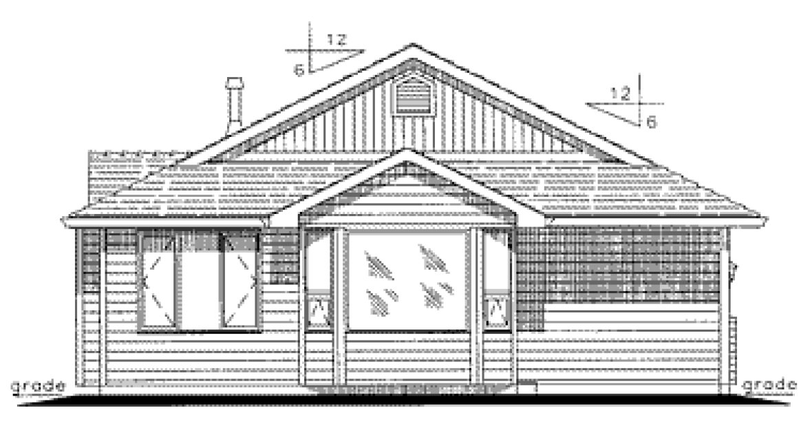 Rear Elevation for House Plan #135534