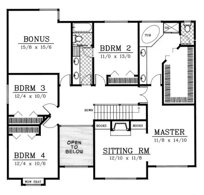 Second Floor Plan for House Plan #231121