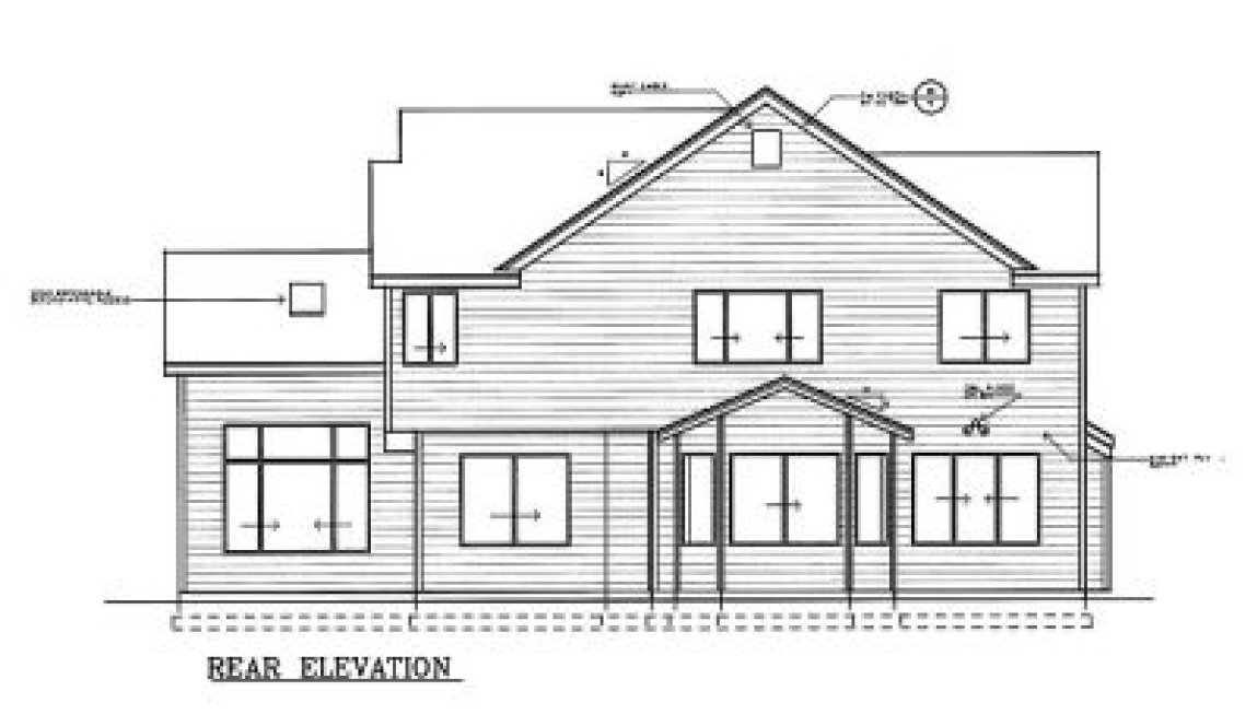 Rear Elevation for House Plan #232120