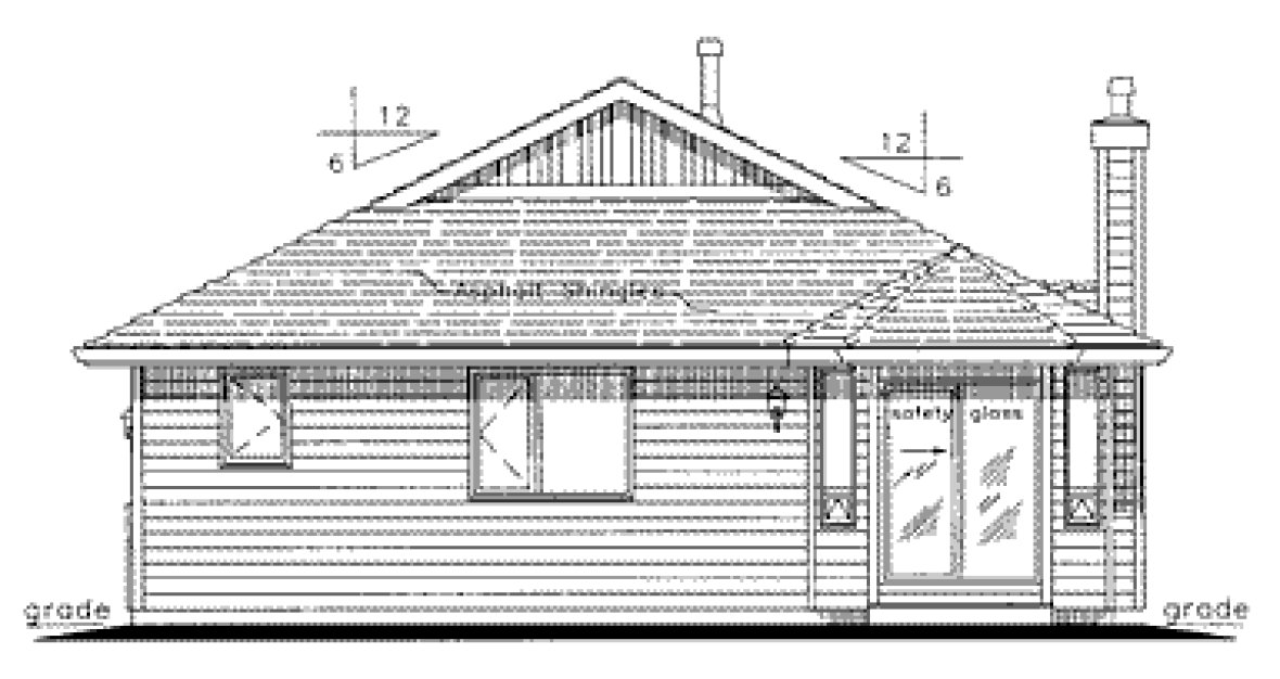 Rear Elevation for House Plan #130634