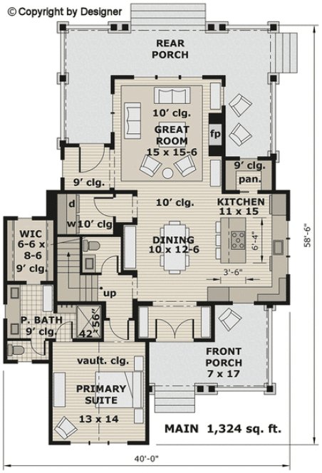 Main Floor Plan for House Plan #280002