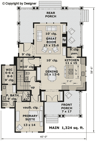 Main Floor Plan for House Plan #280002