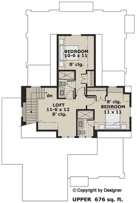 Second Floor Plan for House Plan #280002