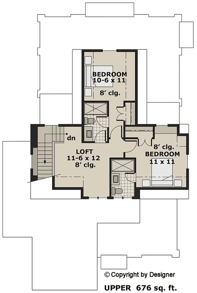 Second Floor Plan for House Plan #280002