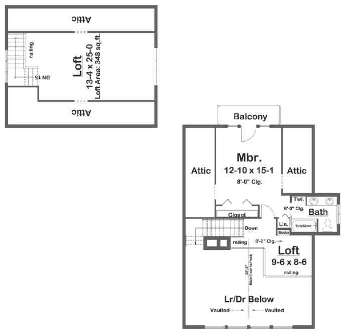 Second Floor Plan for House Plan #222242
