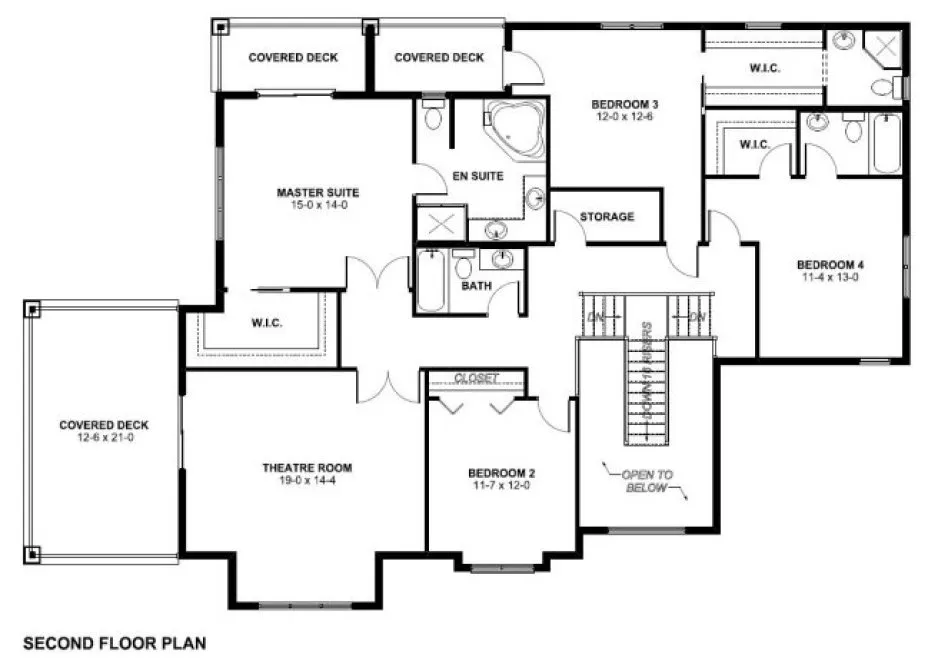 Second Floor Plan for House Plan #195170