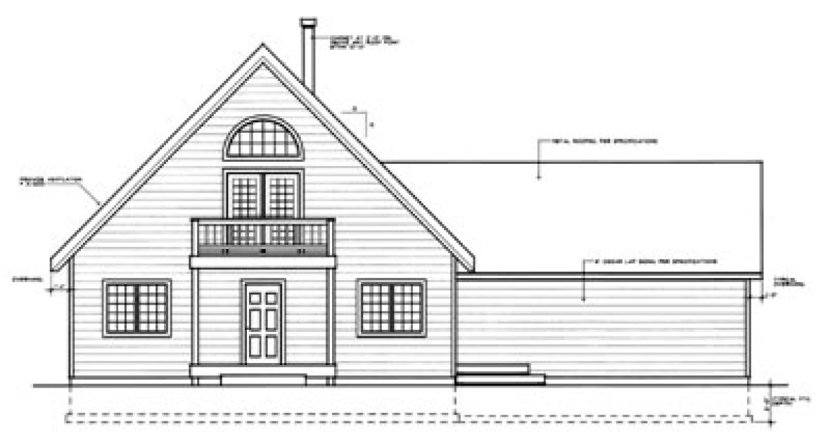 Rear Elevation for House Plan #231221