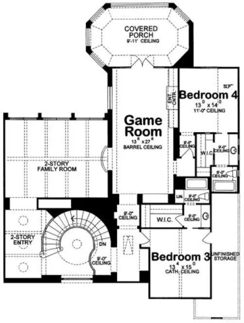 Second Floor Plan for House Plan #154529