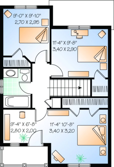 Second Floor Plan for House Plan #148371