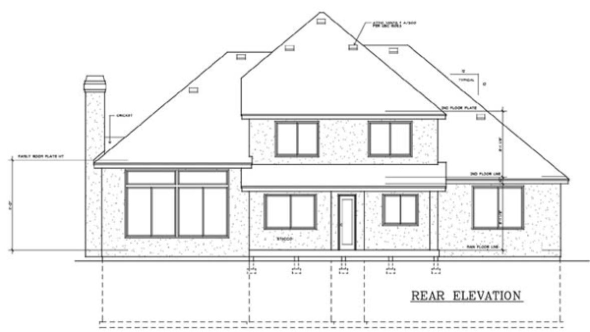 Rear Elevation for House Plan #238221