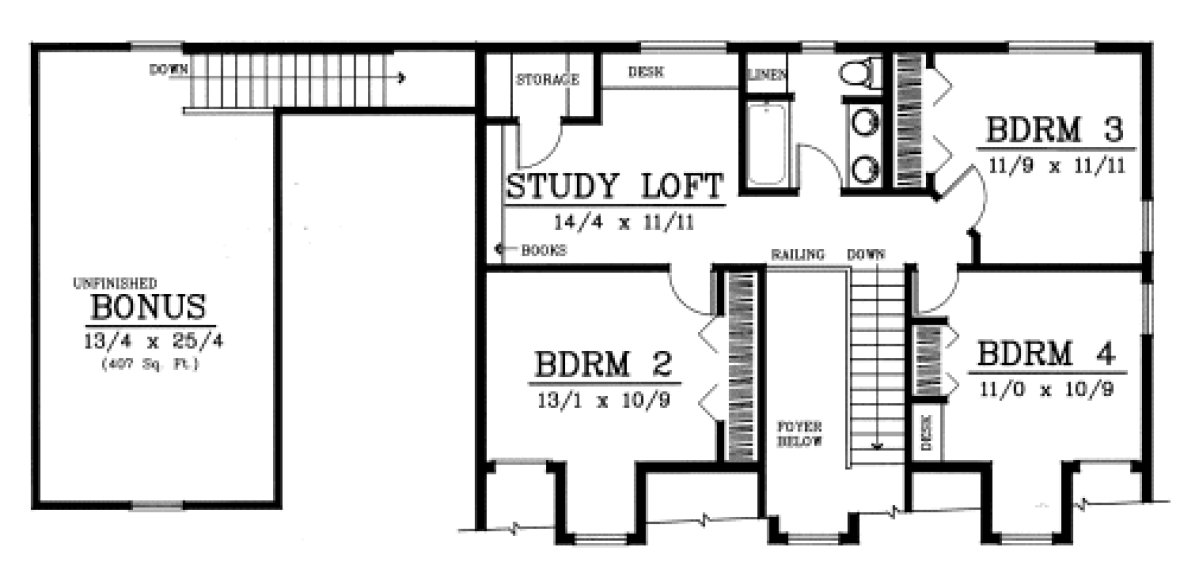Second Floor Plan for House Plan #235021