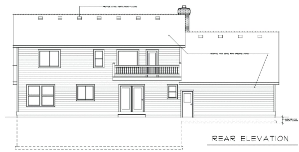 Rear Elevation for House Plan #238021