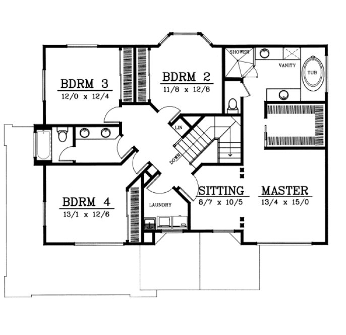Second Floor Plan for House Plan #237021