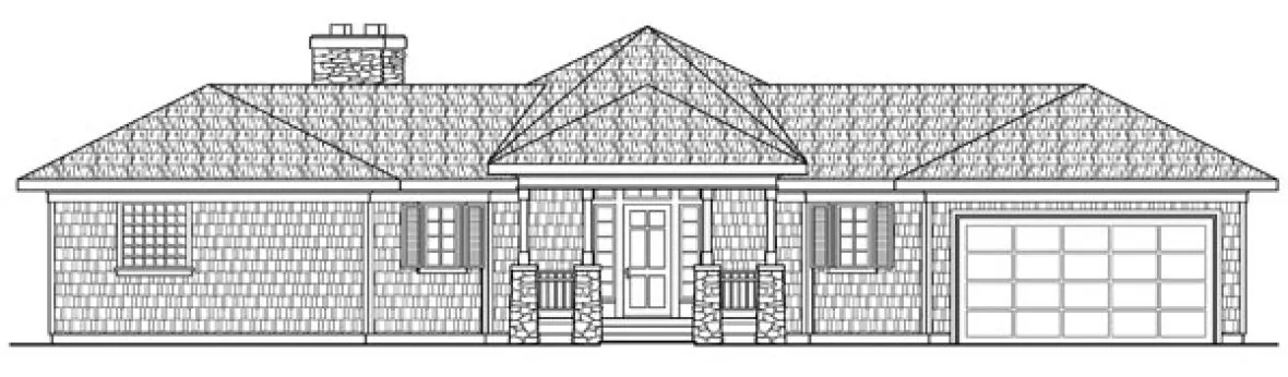 Rear Elevation for House Plan #344511