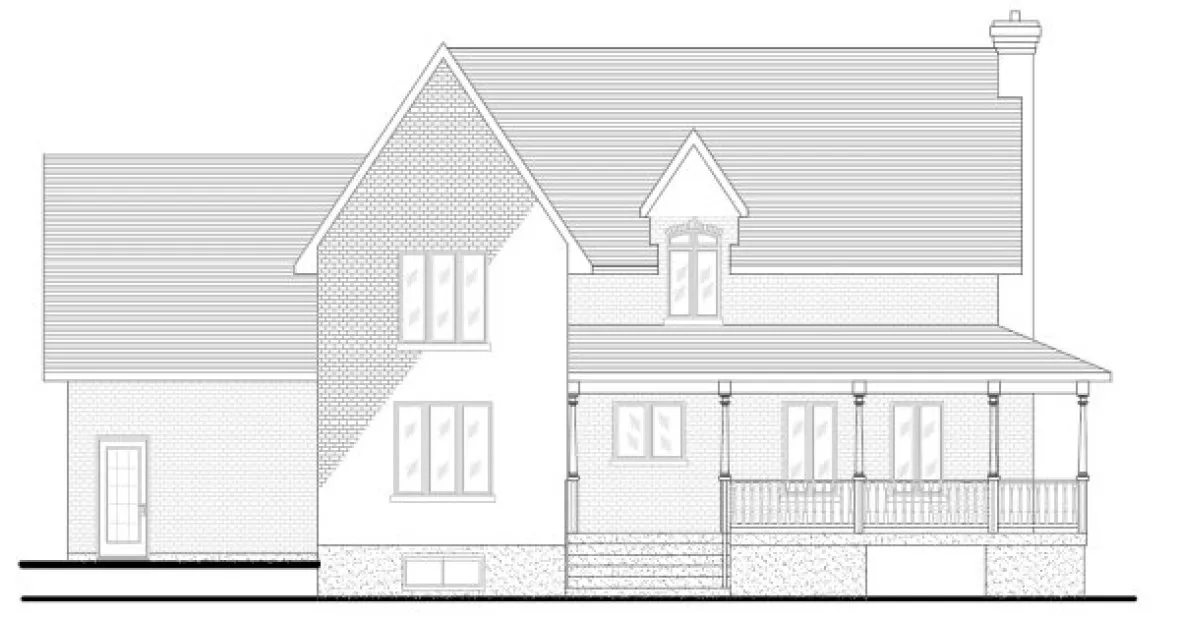 Rear Elevation for House Plan #420544