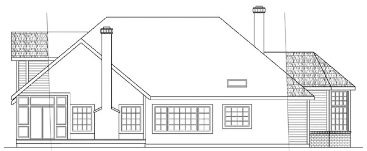 Rear Elevation for House Plan #345021