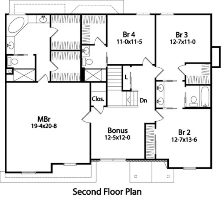 Second Floor Plan for House Plan #414122