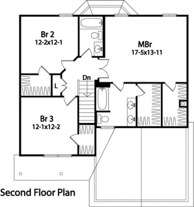Second Floor Plan for House Plan #415122