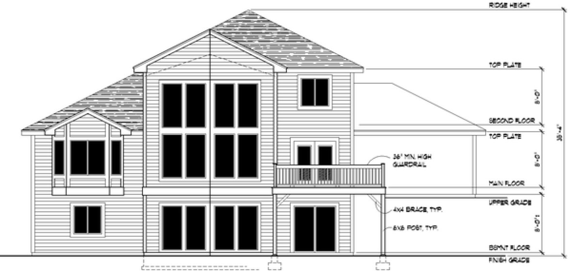 Rear Elevation for House Plan #800363