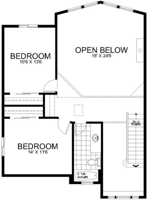 Second Floor Plan for House Plan #800363