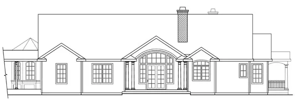 Rear Elevation for House Plan #341041