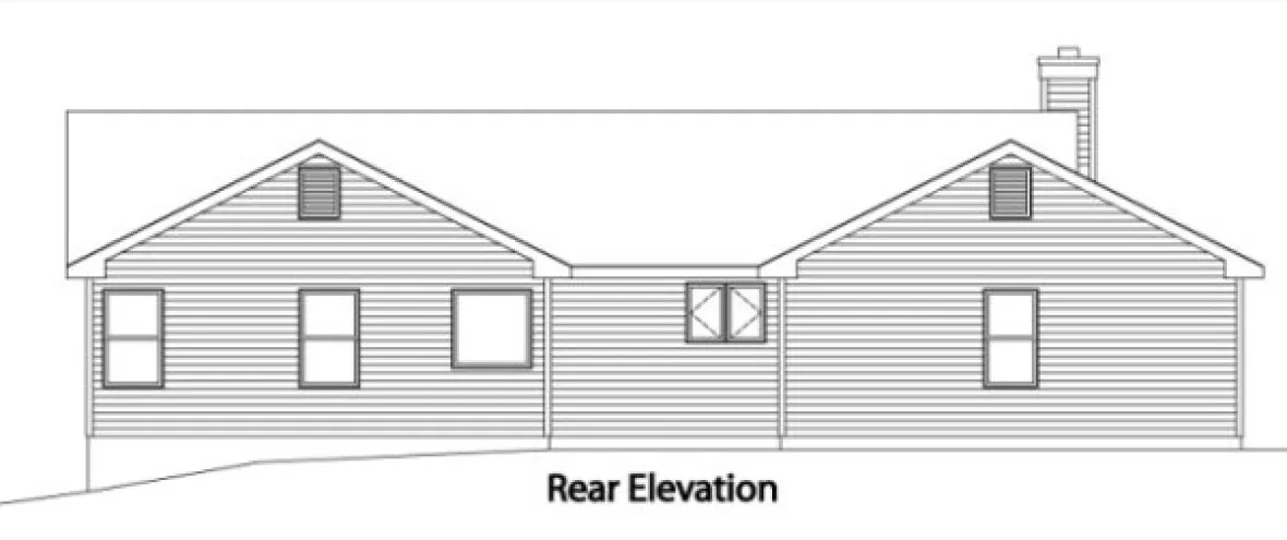 Rear Elevation for House Plan #410342