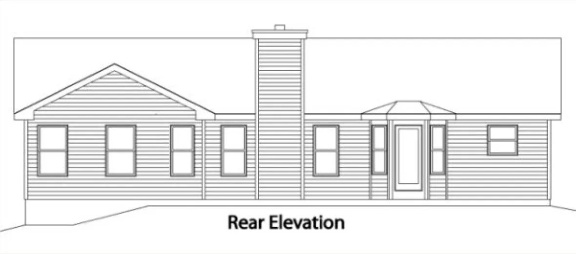 Rear Elevation for House Plan #412342