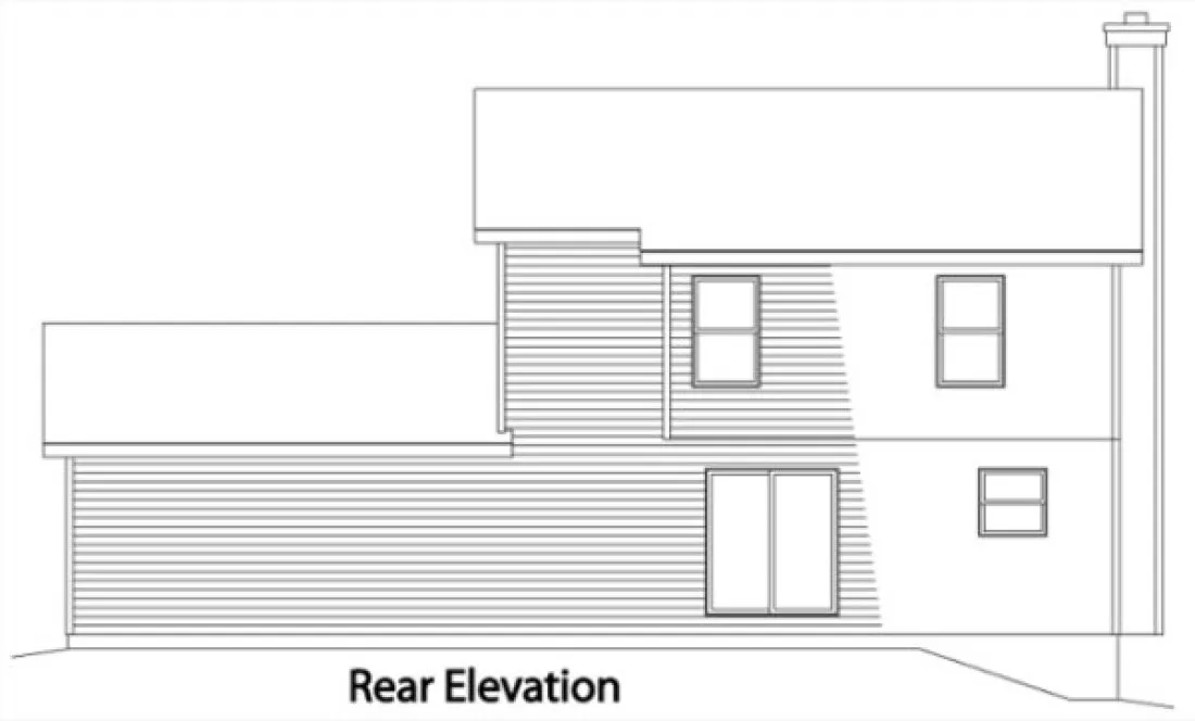Rear Elevation for House Plan #413342