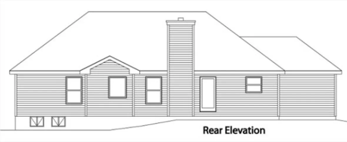 Rear Elevation for House Plan #411152